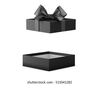 Open black gift box white background 3d rendering