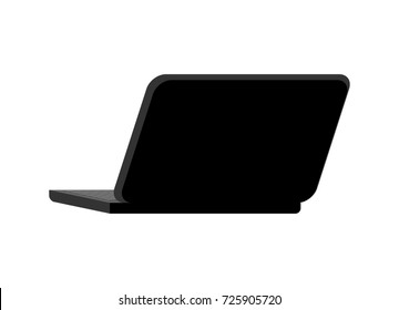 Open Black Laptop Back Isolated. Notebook Pc. Portable Computer
