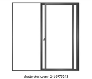 Open black sliding window on white background
