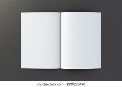 Open Blank Booklet On Black Background With Clipping Path Around Booklet. 3d Illustration