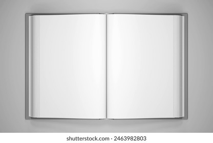 Open Blank White Book, Top View. Mockup or Template