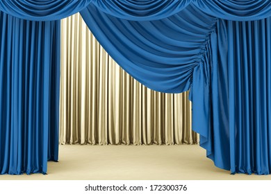 Open Blue Theater Curtain, Background