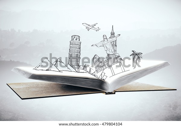 Open Book Abstract Sketch Landmarks Sights Stock Illustration 479804104 ...