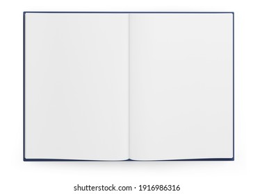 Open Book With Blank Pages Mockup. Isolated On White Background. Top View. 3d Illustration