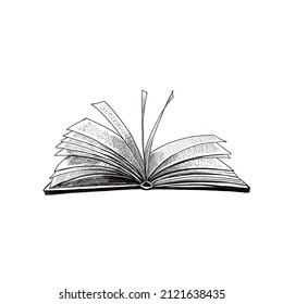 Open Book Flying Pages Hand Drawn Stock Illustration 2121638435 ...