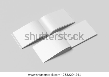 Open And Close Horizontal Soft Cover Brochure On White Background