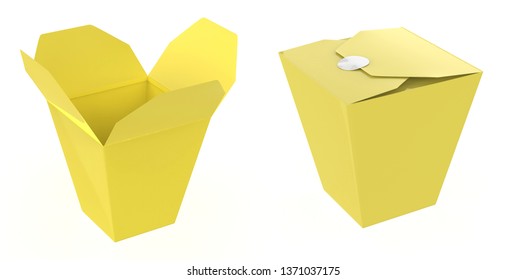 the open and closed box mock up with blank package mock up for design isolated on white background. 3d illustration