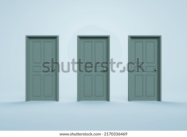 Open Closed Doors On Blue Background Stock Illustration 2170336469 ...