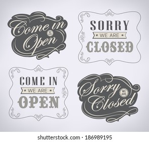 open vintage retro signs stock illustration 206546605 shutterstock