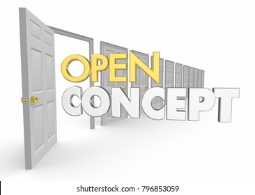 Open Concept Office Floorplan Door Words 3d Illustration