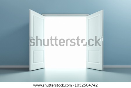 Open door in empty room. 3D rendering