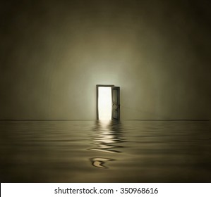 Open doorway in surreal space