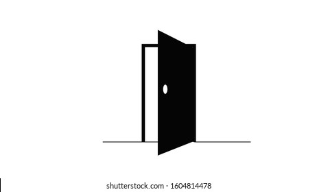 Open Double Door Outline Icon. Linear Style 