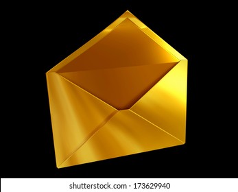 Open Envelope In Gold