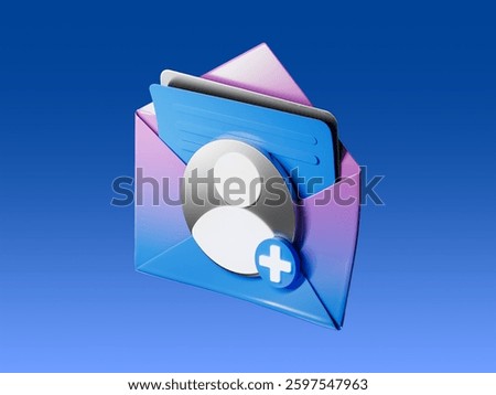 Open envelope with note paper card, mail. Postal message, post mail, email, business document, correspondence concept.3d illustration. 3d render icon