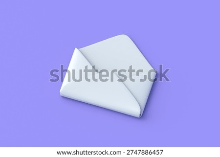 Open envelope on violet background. New message. Email correspondence. Anonymous spam dispatch. 3d render