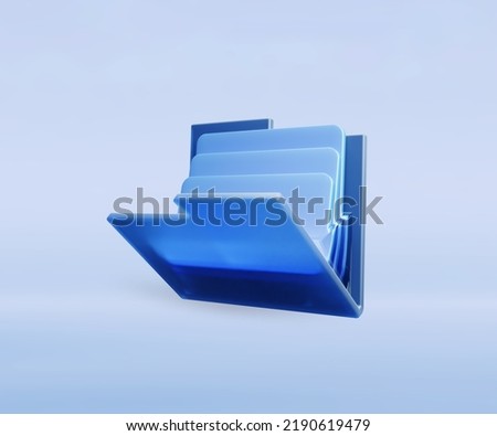 Open folder with documents 3d illustration