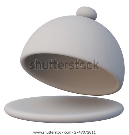 Open food cloche with empty serving plate 3d for fine dining restaurant service