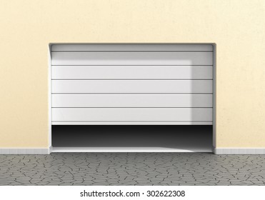 Open Garage Door At A Modern Building. Garage Concept.