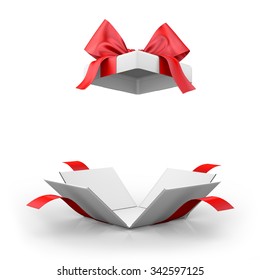 Open Gift Box Over White Background 3d Illustration