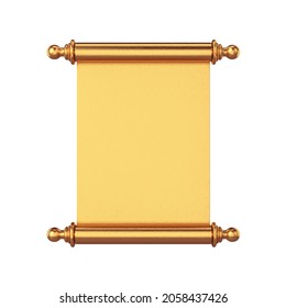 Open Gold Scroll On White Background, 3d Render