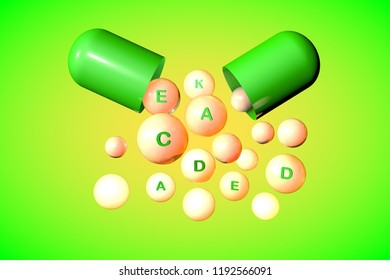 Open Green Capsule Essential Vitamin C Stock Illustration 1192566091 ...