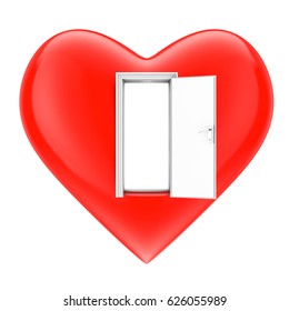Open Heart Concept. Heart With Opened Door On A White Background. 3d Rendering. 