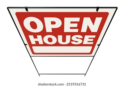 Open House Real Estate Yard Sign Isolated on a White Background.