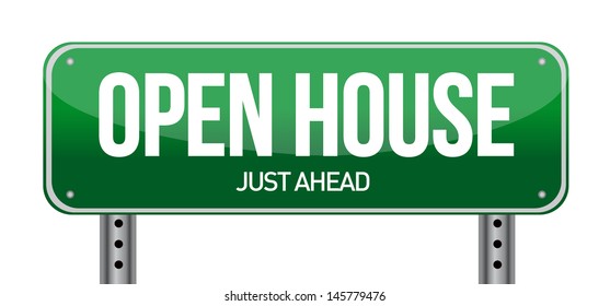 open house road sign illustration over a white background