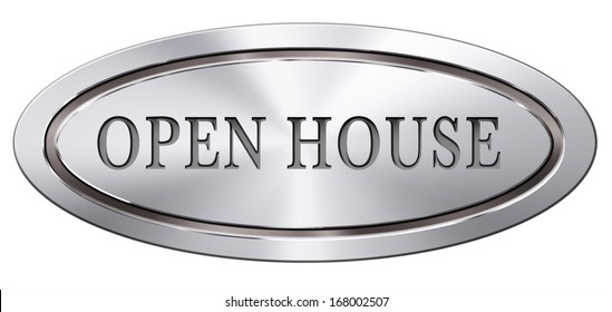 Open house sign banner or placard for renting or buying a new home visit a real estate property model house