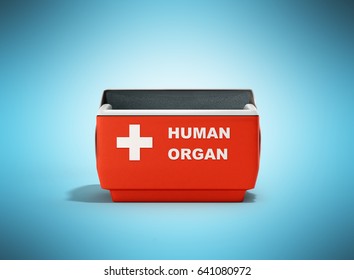 Open Human Organ Refrigerator Box Red 3d Render On Blue