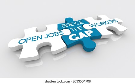 Open Jobs Positions Puzzle Pieces Fill Worker Employee Shortage Solution 3d Illustration