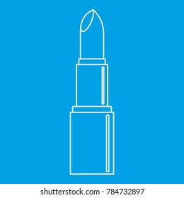 Open Lipstick Icon Blue Outline Style Isolated  Illustration. Thin Line Sign