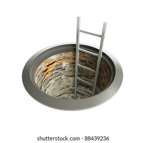 Open Manhole With A Ladder Inside