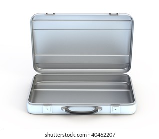 Open Metal Case Isolated On White Background - 3d Render