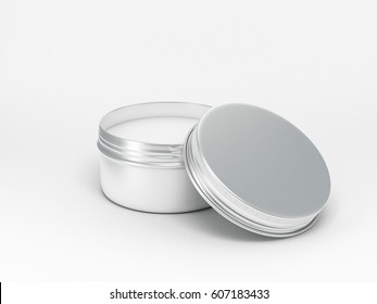 Open Metal Cosmetic Round Tin Can Mockup 3d Rendering