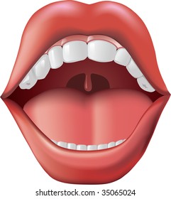 Open Mouth and tongue sticking out  Adobe Illustrator gradient mesh tool was used  CMYK color 