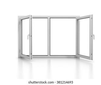 Open Plastic Window Isolated With Reflection