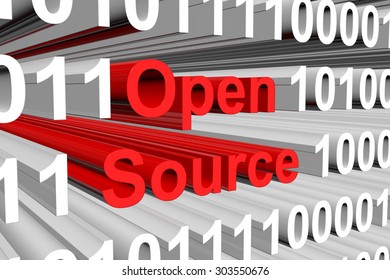 Open Source Is Represented As A Binary Code 3d Illustration