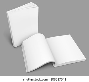 Open Spread Of Book With Blank White Pages Rasterized Vector Illustration