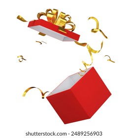 Open surprise, Box gift open red, celebration elements, Decorative object, isolated on white background, clipping path, Boxing day sale idea during Valentine's Day or love festival, 3d illustration - Powered by Shutterstock