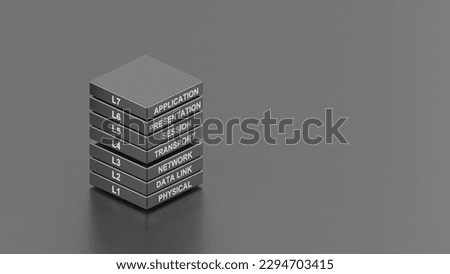 Open Systems Interconnection model. 7 layers of osi model. 3d illustration