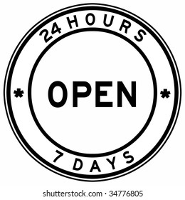 Open Twenty Four Hours Seven Days Seal