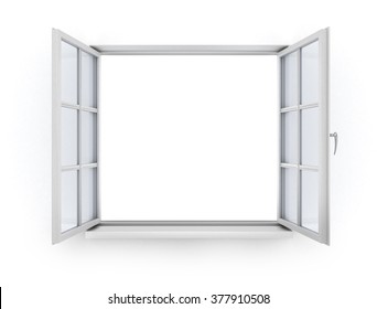 Open white wooden window