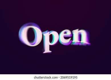 Open Word In Anaglyph Text Typography