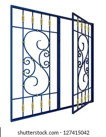 Open wrought iron window grille