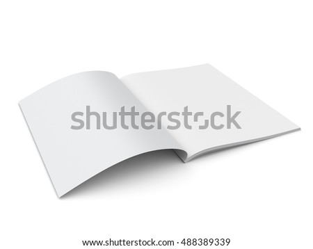 Opened A4 format catalog or magazine isolated. 3D rendering