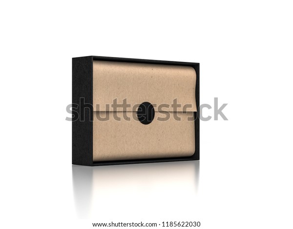 Download Opened Black Box Mockup Kraft Wrapping Stock Illustration 1185622030