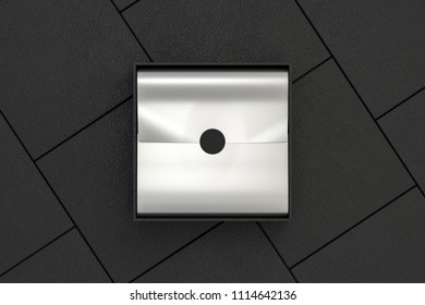 Opened Black Square Box  With Silver Wrapping Paper On On Closed Boxes. 3d Illustration. 