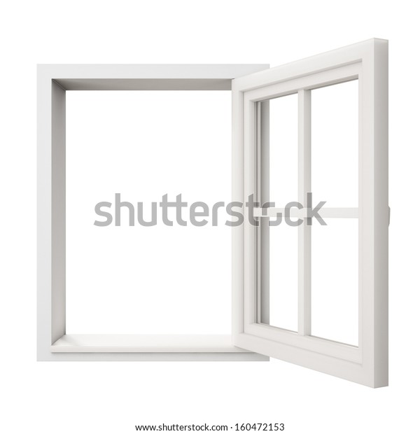 白い背景に開いた空の窓枠 のイラスト素材
